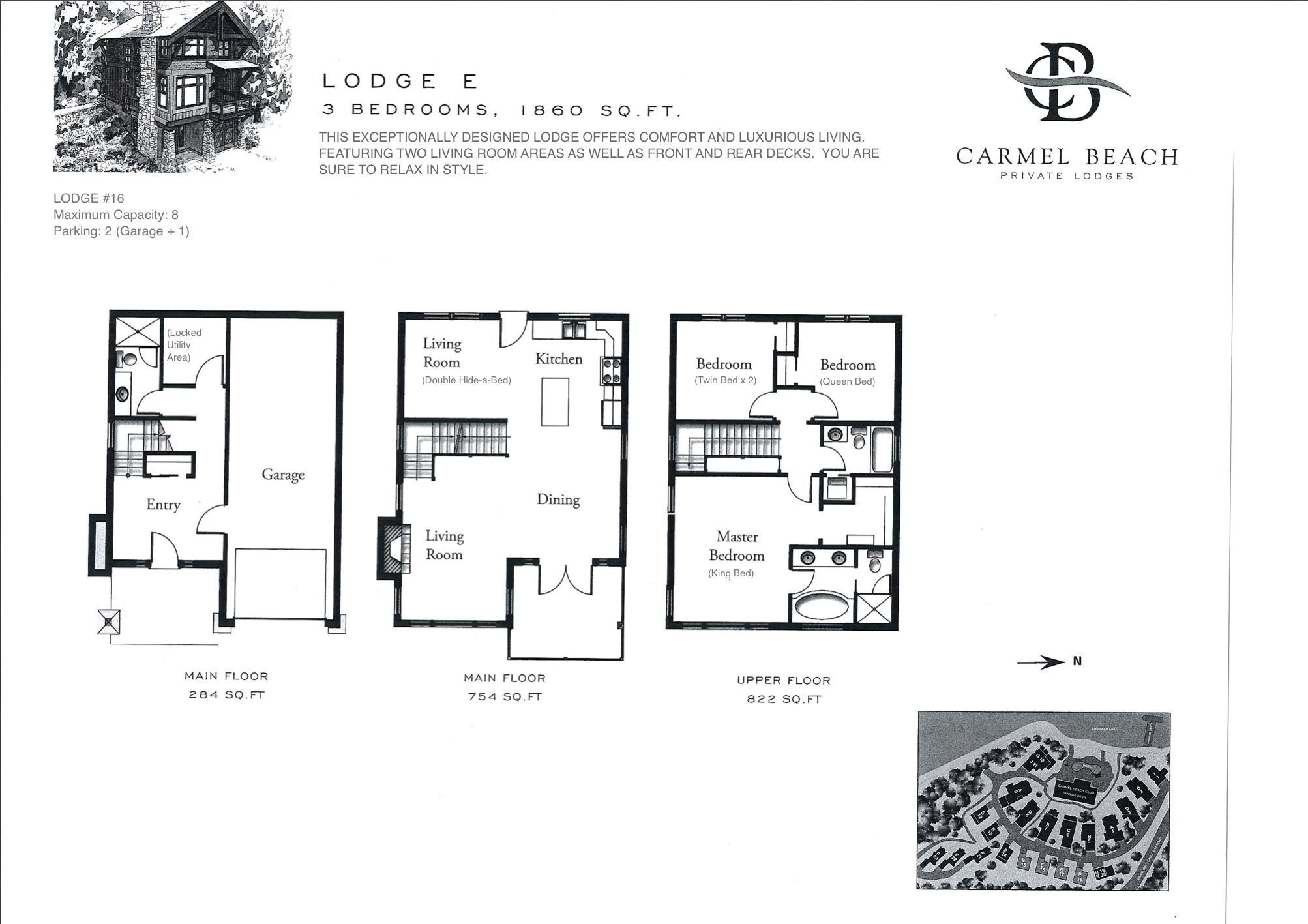 Lodge 16 Floor Plan & Bedding Configuration