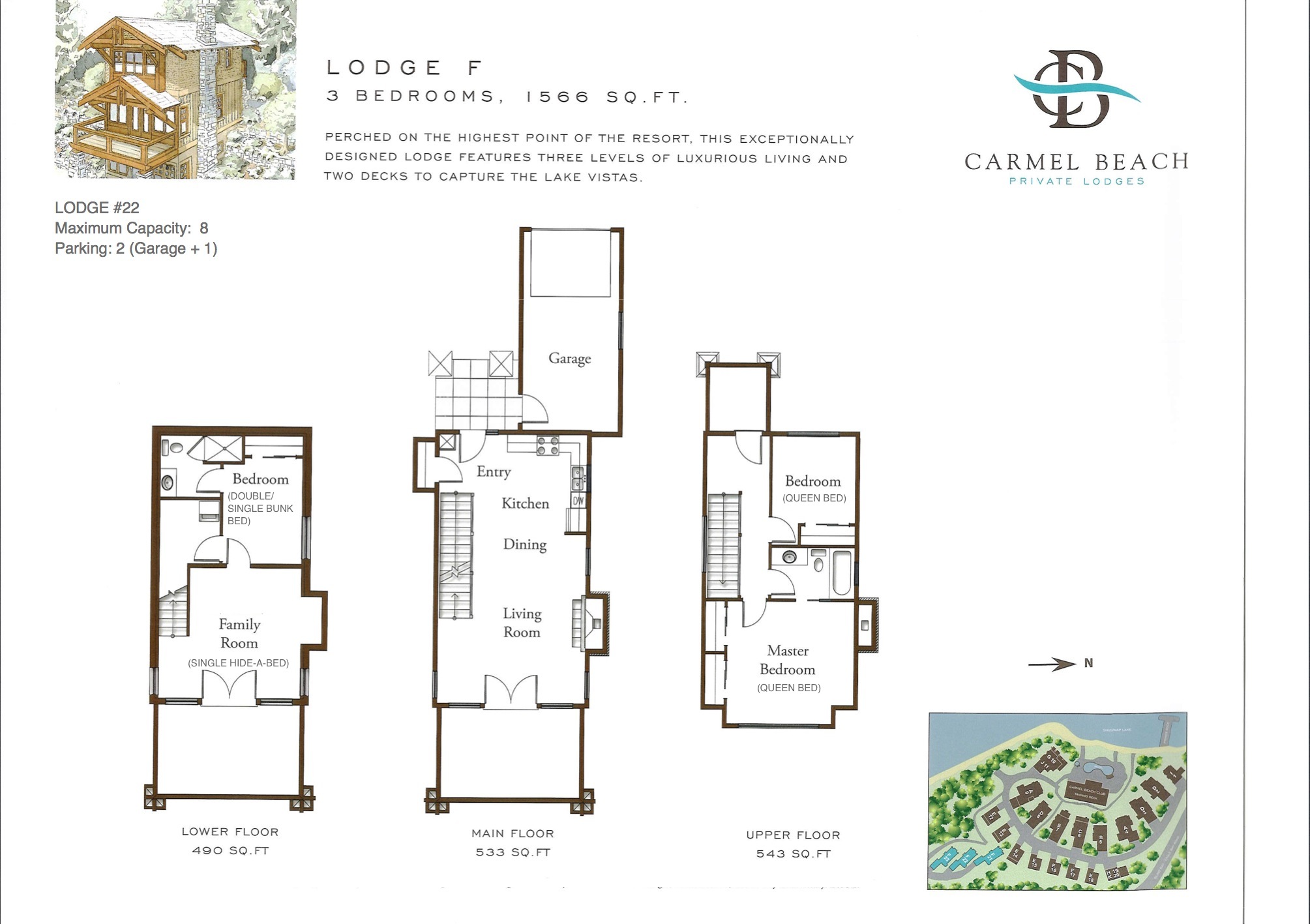 Lodge 22 Floor Plan & Bedding Configuration