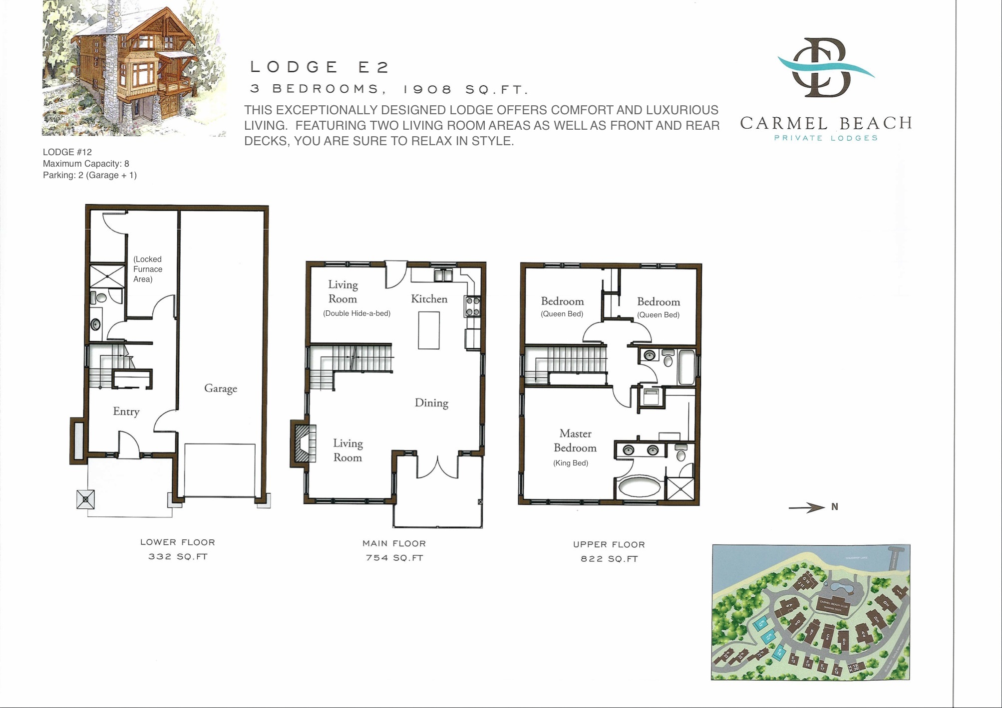 Lodge 12 Floor Plan & Bedding Configuration