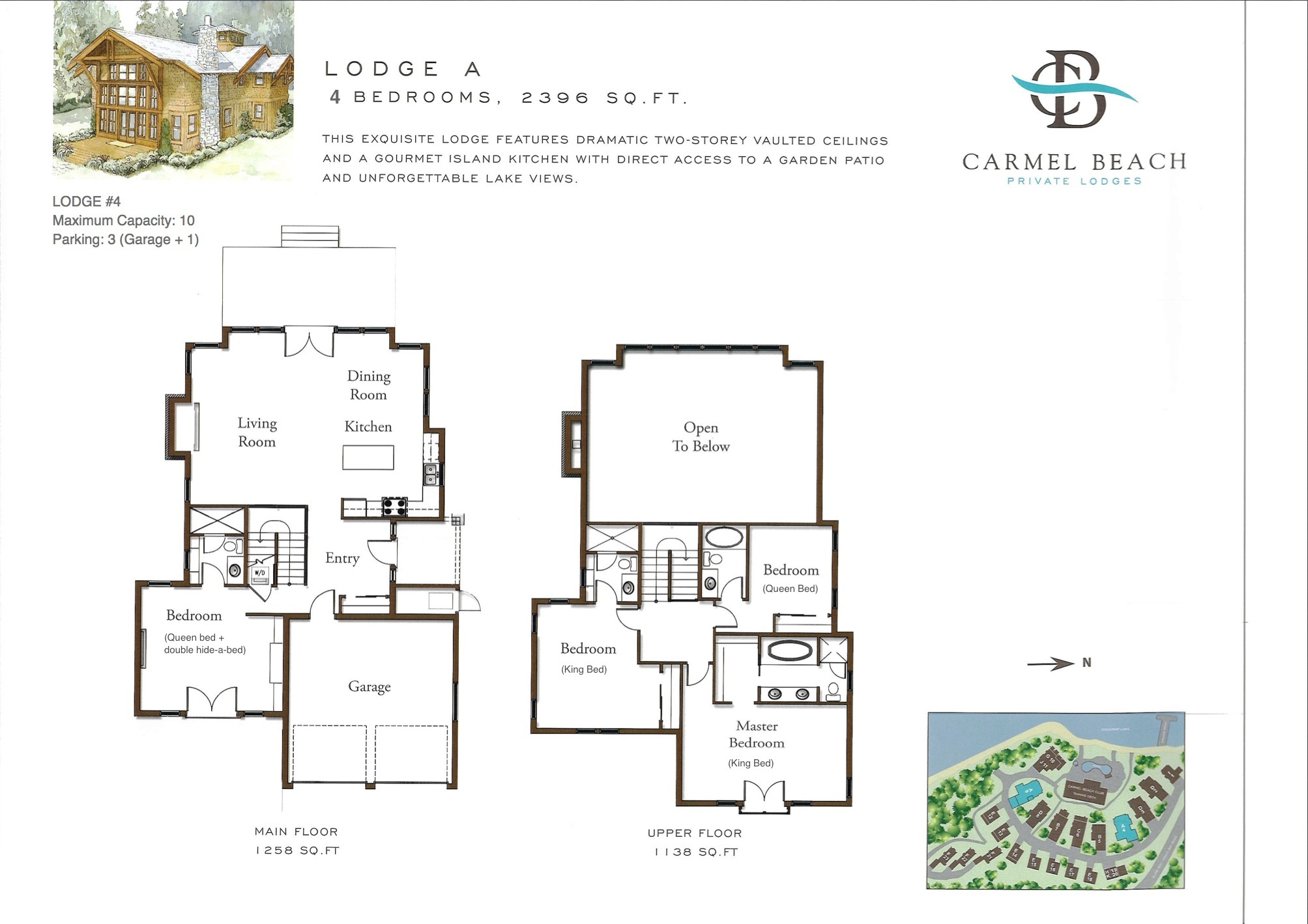 Lodge 4 Floor Plan & Bedding Configuration