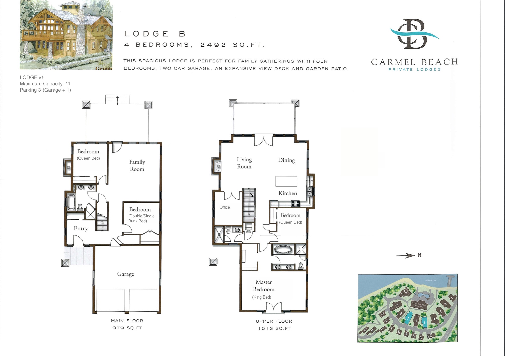 Lodge 5 Floor Plan & Bedding Configuration